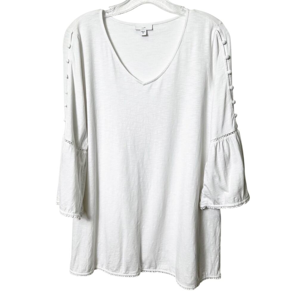 J. Jill White Women Long Sleeve Blouse Size Medium